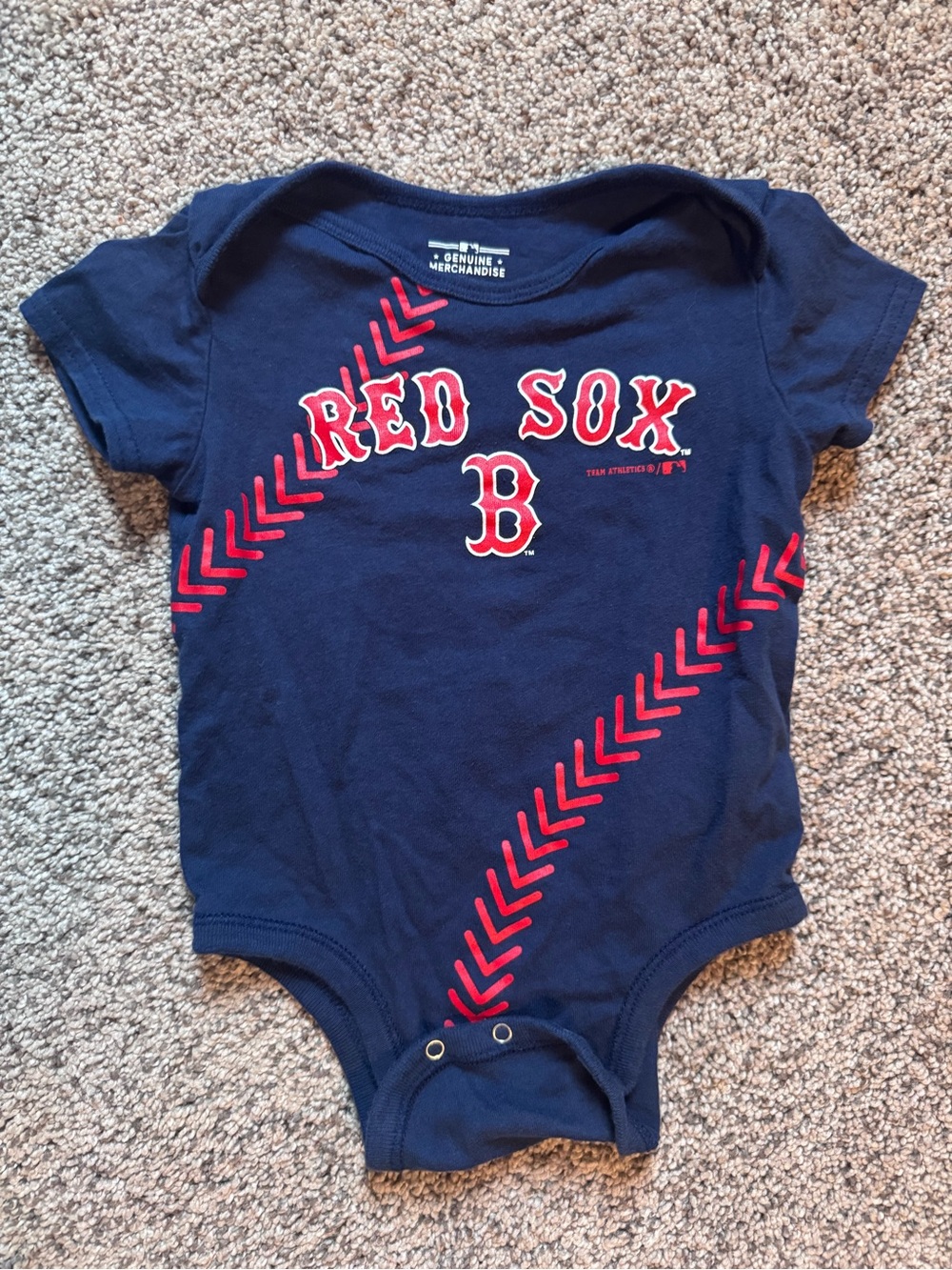 Red Sox Navy Baby One-Piece Bodysuit with Red Team Graphics
